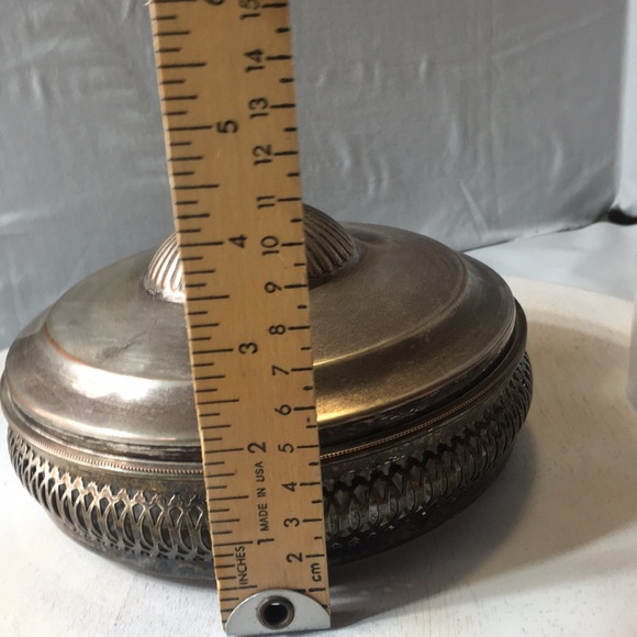 Vintage silver plate lidded relish tray glass insert 1930s Crescent silver - Picture 7 of 9